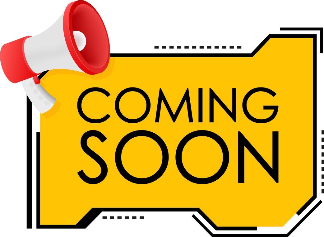 Megaphone label with coming soon. Megaphone banner. Web design. Vector stock illustration.