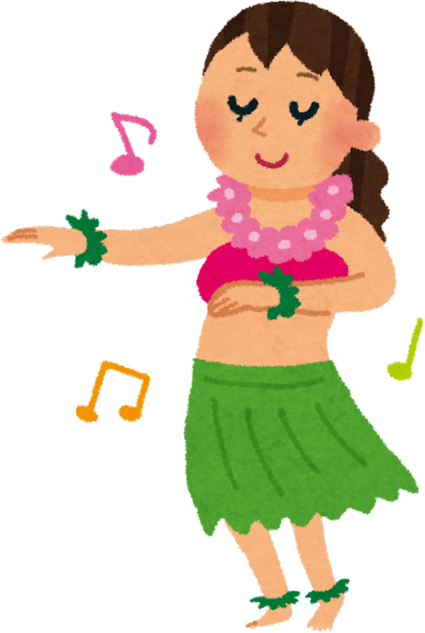 Hand-Drawn Illustration of a Woman Performing Hula Dance